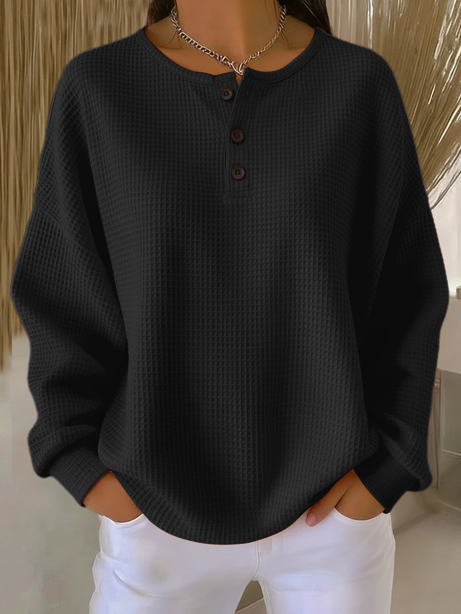 Selviona | Stylish Relaxed Henley Top