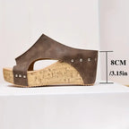 Comfort Wedge Sandals Supportive Stylish Black Leather