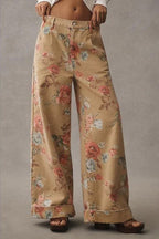 Floral Wide Leg High Waist Casual Pants