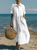 Breathable Cotton Shirt Dress Flowing Comfortable Fit