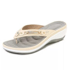 Soft Cushion Wedge Sandals with Arch Support Leather Upper