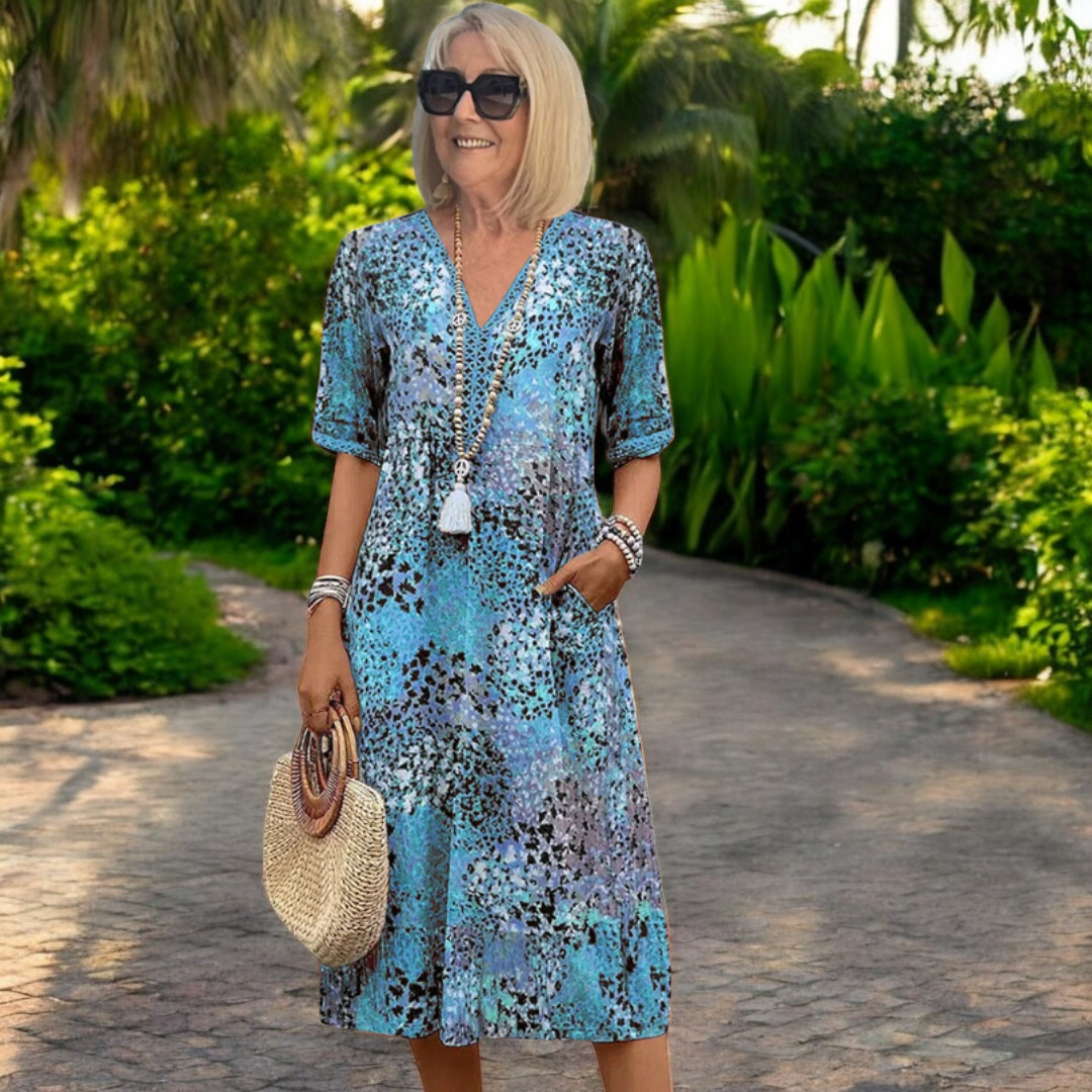Lightweight Floral Dress Relaxed Fit Knee Length