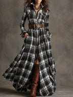 Seralyne | Checked Maxi Shirt Dress (No Belt)