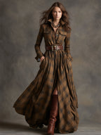 Seralyne | Checked Maxi Shirt Dress (No Belt)