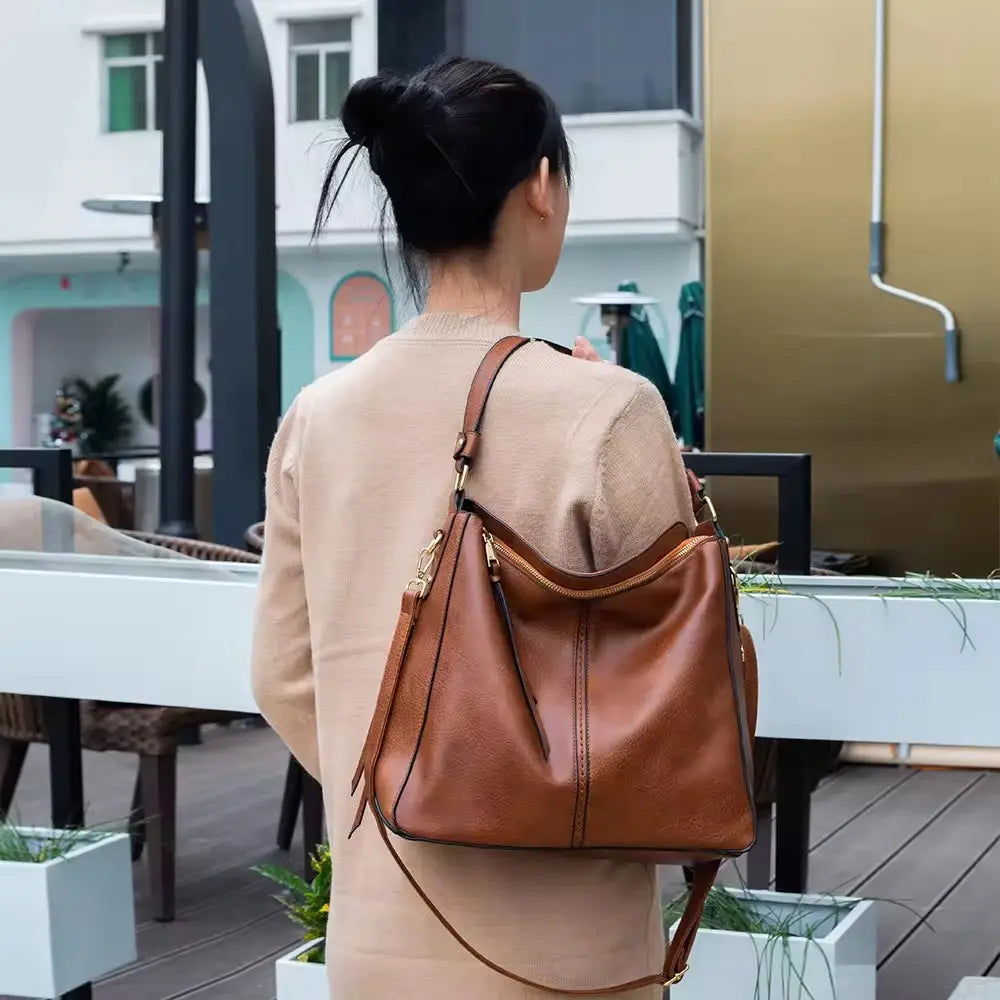 Scratch Proof Leather Hobo Handbag Versatile Wear