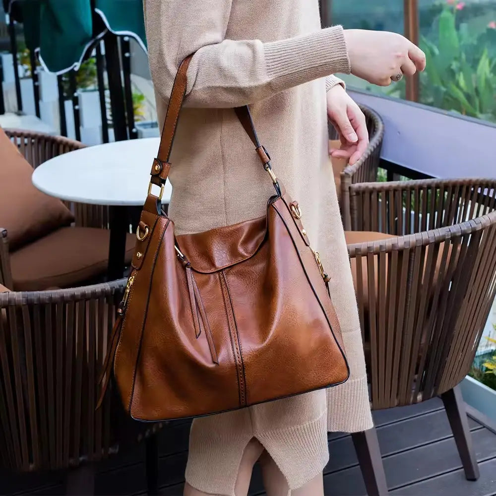 Scratch Proof Leather Hobo Handbag Versatile Wear
