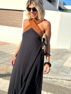 Elisara | open back halter dress