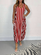 Cotton Blend Oversize Tie Pocket Dress Casual Style