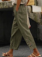 Lightweight Cotton High Waist Straight Leg Pants