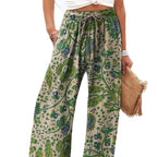Floral Wide Leg Pants Lightweight High Waist Comfort