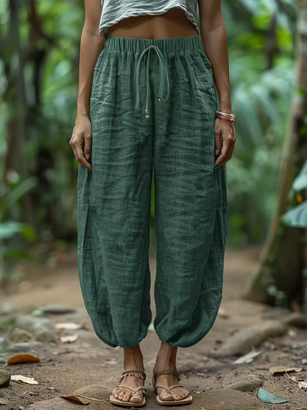 Loose Fit Cotton Drawstring Pants Relaxed Comfort