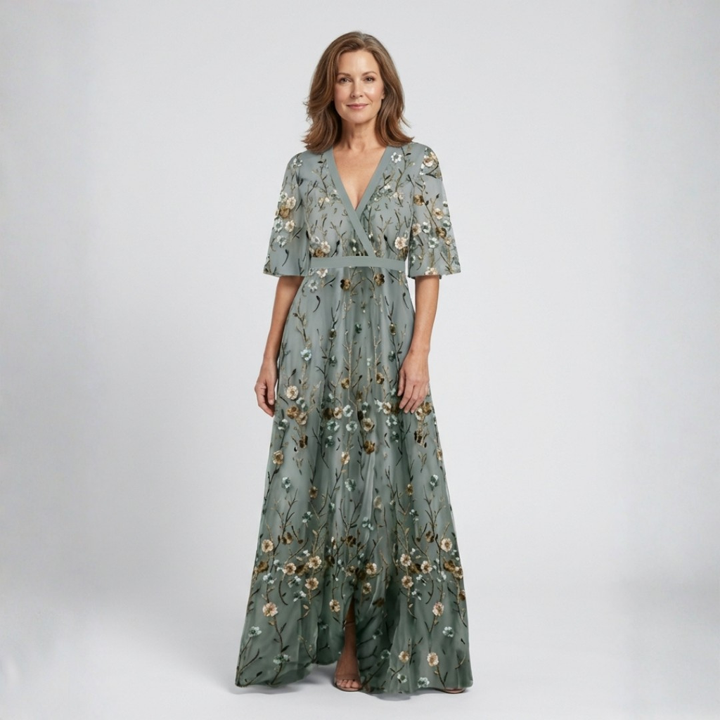 Élodie – V-Neck Long Floral Dress