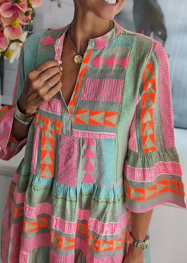 Ava | Stylish V-Neck Hemp Dress for Summer