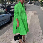 Gradient Green A Line Dress Casual Lightweight Fabric