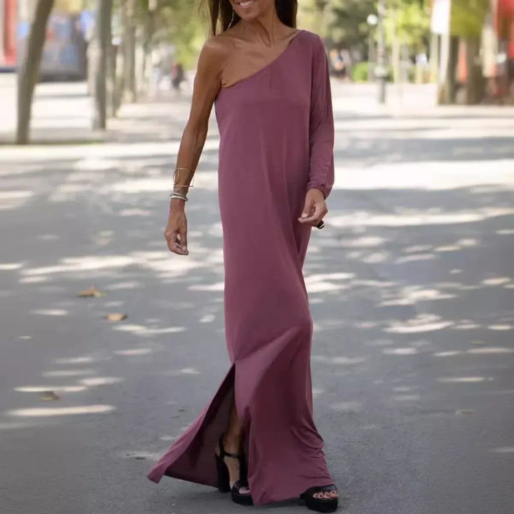 Asymmetrical Black Dress Loose Fit Lightweight Fabric