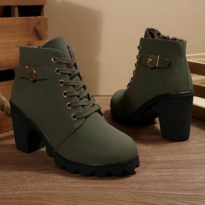 Lurevanna | Chic Lace Up Buckle Ankle Boots