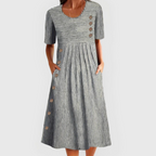 Jarna | Striped Midi Dress with Elegant Design