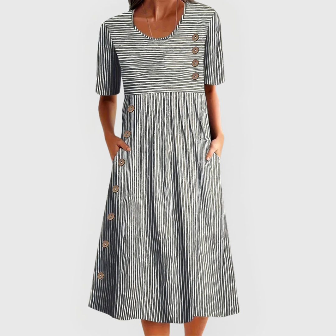 Jarna | Striped Midi Dress with Elegant Design