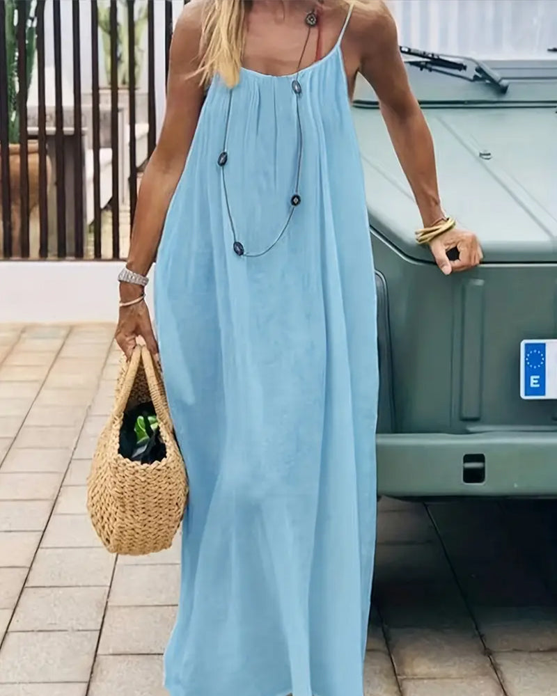 Adjustable Strap Maxi Dress Lightweight Flowing Fit