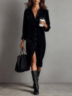 Averlina | Corduroy Midi Dress With Pockets
