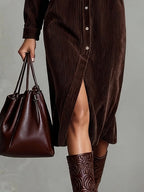 Averlina | Corduroy Midi Dress With Pockets