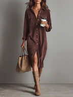 Averlina | Corduroy Midi Dress With Pockets