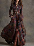Seralyne | Checked Maxi Shirt Dress (No Belt)