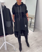 Loravynna | Trendy Patchwork Hooded Dress