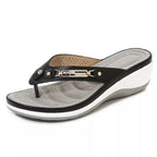Soft Cushion Wedge Sandals with Arch Support Leather Upper