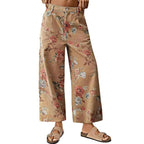Floral Wide Leg High Waist Casual Pants