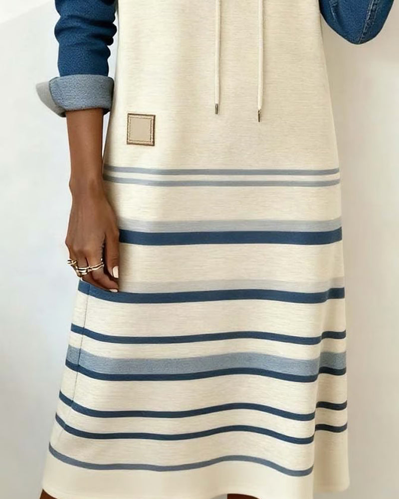 Corvania | Striped Hooded Color Mix Dress