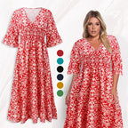 Florevia | Casual Floral V Neck Dress