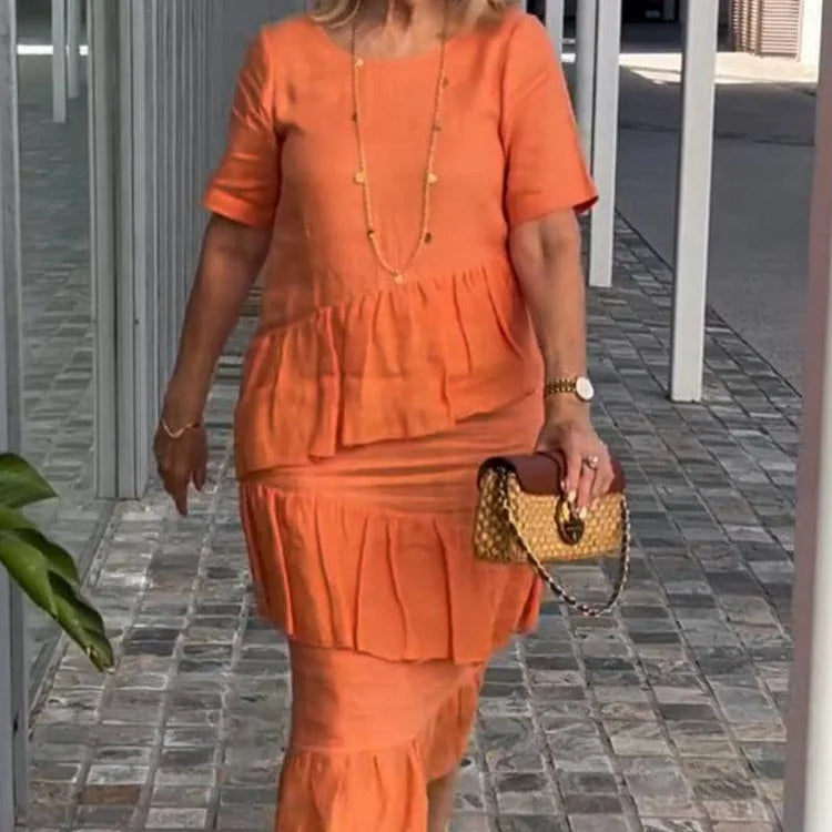 Cotton Linen Short Sleeve Dress