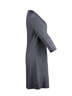 Soft Denim V Neck Dress Puff Sleeve Above Knee