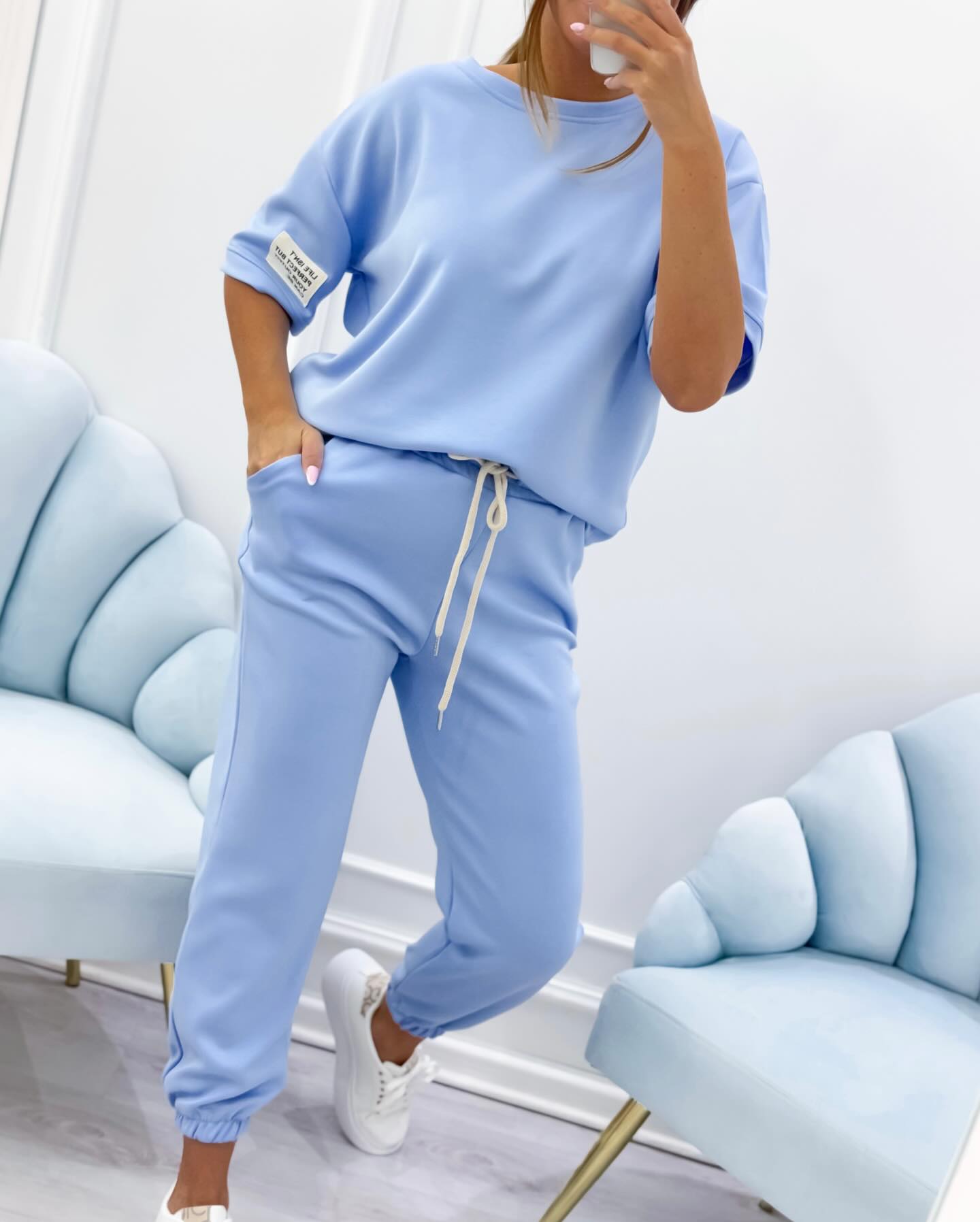 Sereliane | Casual Solid Top And Pants Set