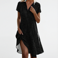 Silvoria | Shimmer V Neck Shift Dress