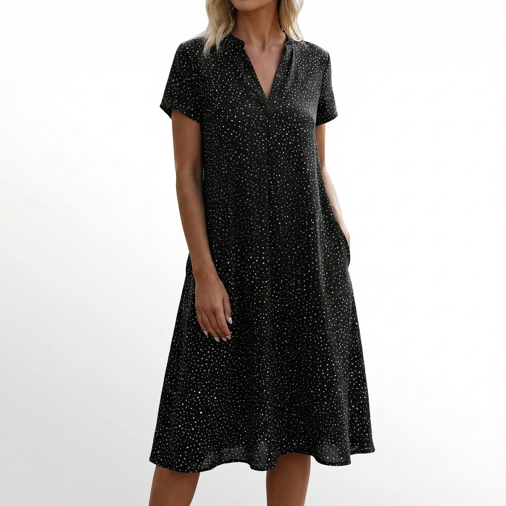 Silvoria | Shimmer V Neck Shift Dress