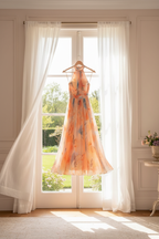 Lightweight Halter Neck Dress Floral Pattern Elegant
