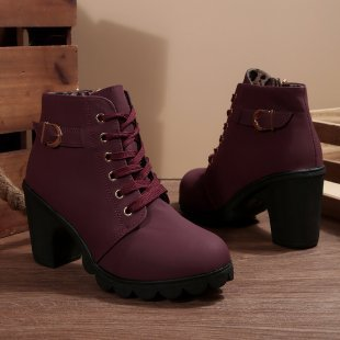 Lurevanna | Chic Lace Up Buckle Ankle Boots