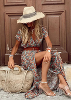 Justine™ – Elegant Bohemian Maxi Dress with Belt