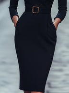 Selvianeé | Refined Black Belted Dress