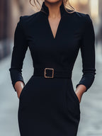 Selvianeé | Refined Black Belted Dress