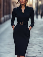 Selvianeé | Refined Black Belted Dress