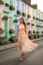 Lightweight Halter Neck Dress Floral Pattern Elegant