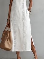 Sleeveless Midi Dress High Collar Elegant