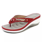 Soft Cushion Wedge Sandals with Arch Support Leather Upper