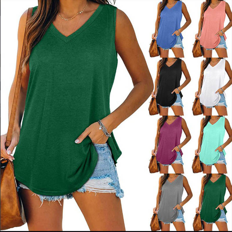 Breathable Cotton Sleeveless V Neck Top Lightweight Summer