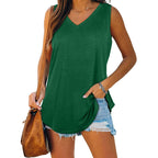 Breathable Cotton Sleeveless V Neck Top Lightweight Summer