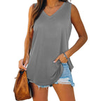 Breathable Cotton Sleeveless V Neck Top Lightweight Summer