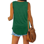 Breathable Cotton Sleeveless V Neck Top Lightweight Summer